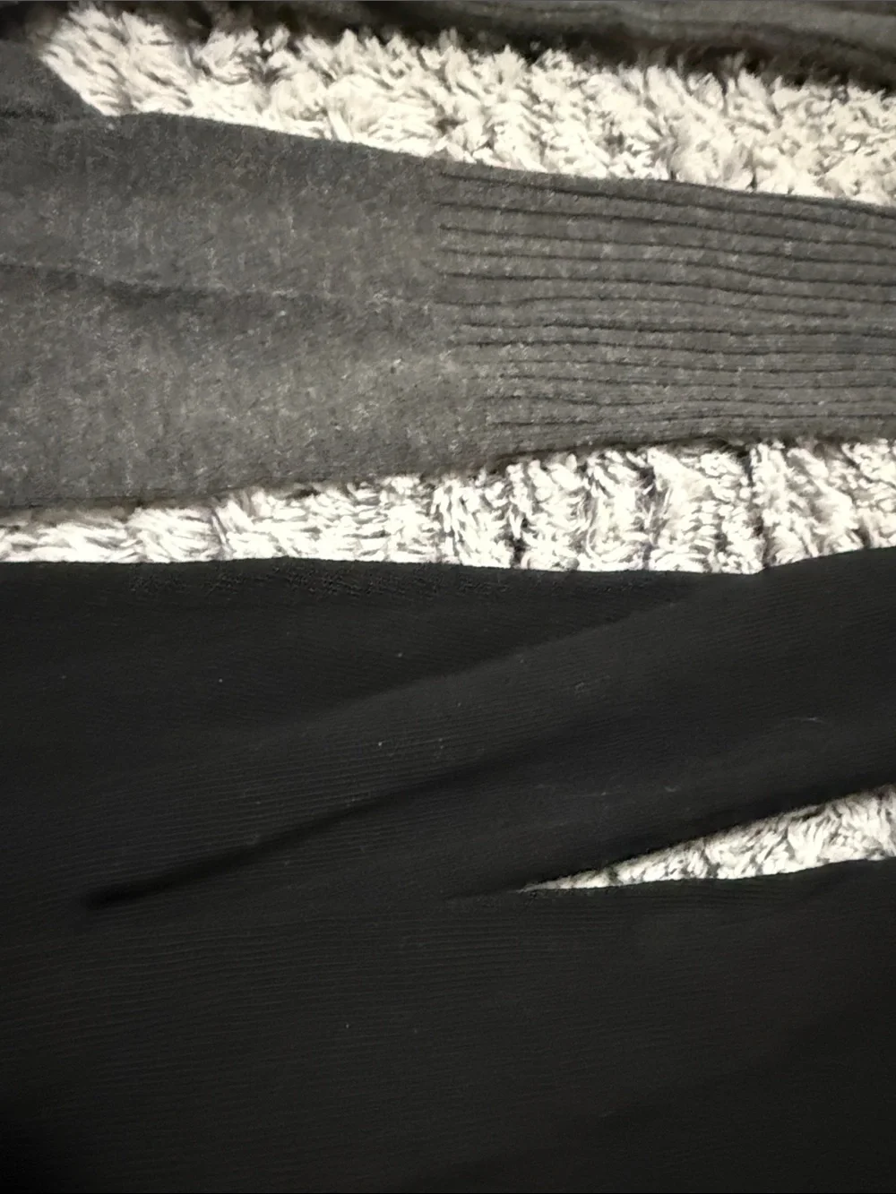Black & Gray Ribbed and Smooth Women's Hosiery Tights - Classic Everyday Pair